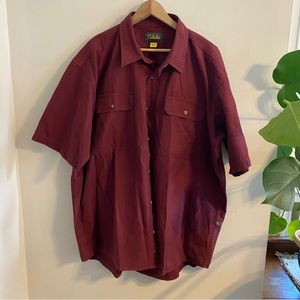 Cabelas Shirt Men 2XL maroon Short Sleeve Canvas Cotton heavy workwear